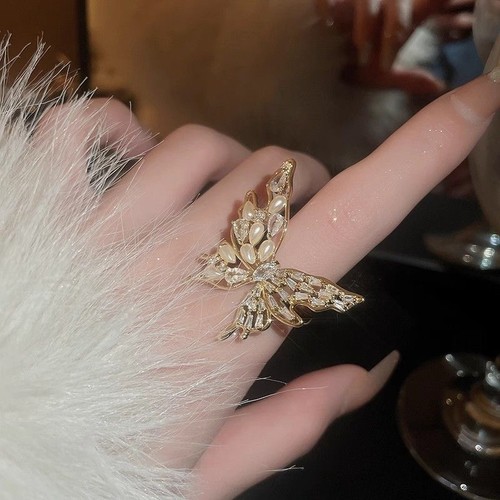 Large crystal gold butterfly - large,
