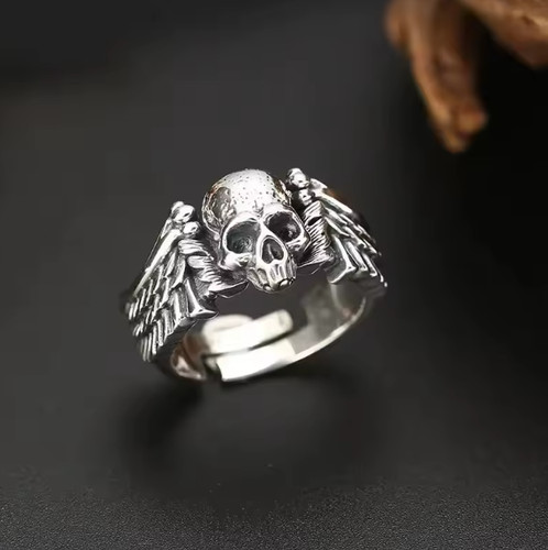 Retro gothic skull wing - retro,