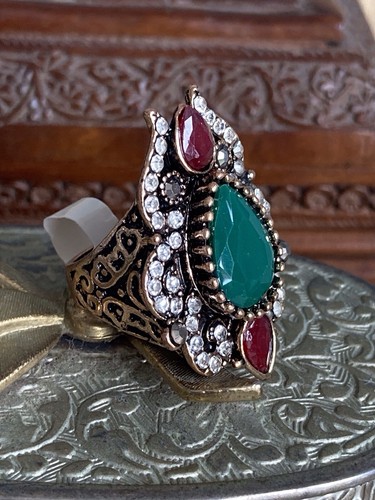 Bohemian inlaid crystal ring - bohemian,