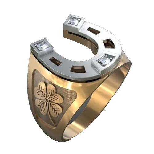 Mens horseshoe leaf ring 9 - leaf, us