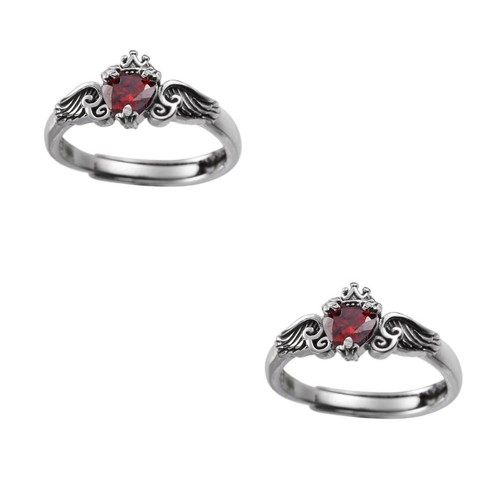 2pcs ring retro crown wings - ring,
