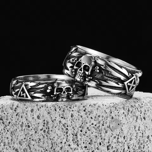 Stainless steel skull ring men - ring,