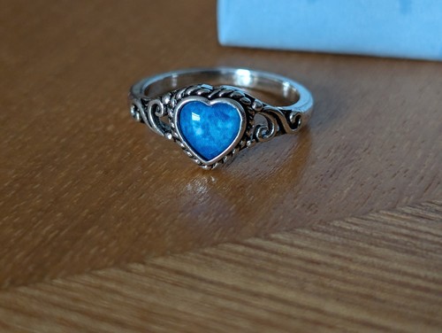 Silver plated blue heart bezel - blue,
