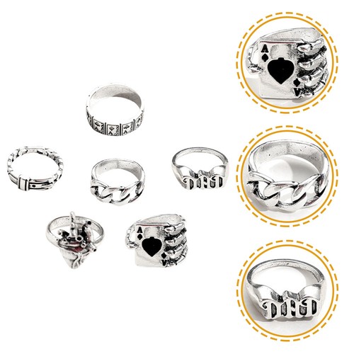 6pcs gothic finger rings punk - 6pcs,