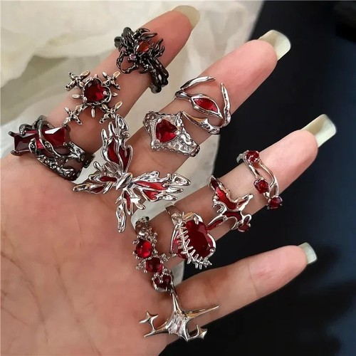 Goth punk retro red crystal - goth,
