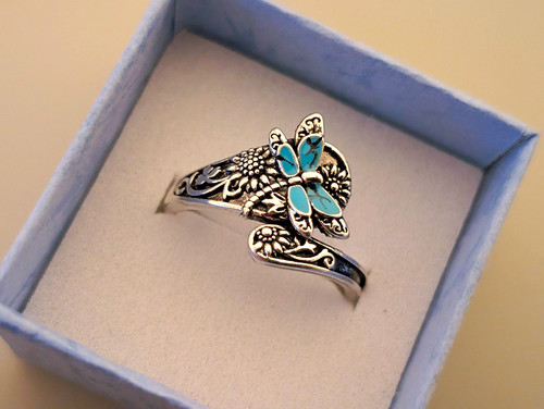 Silver dragonfly ring - silver,