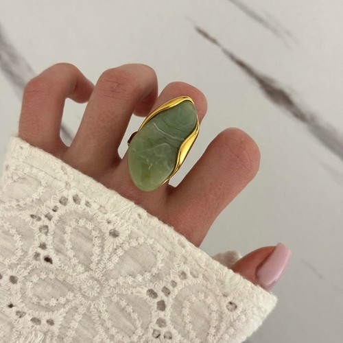 Gold plated emerald - , green